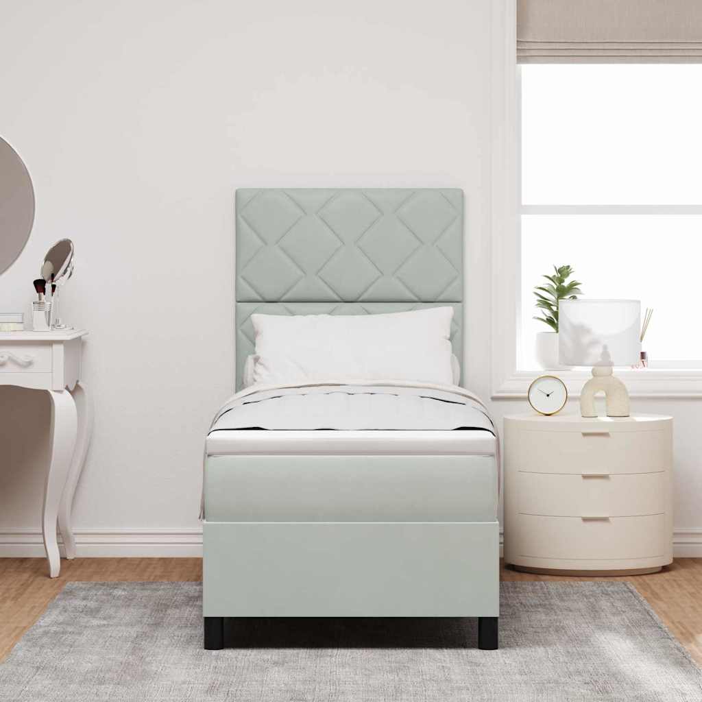 Boxspringbett mit Kopfteil Hellgrau 80 x 200 cm Samt