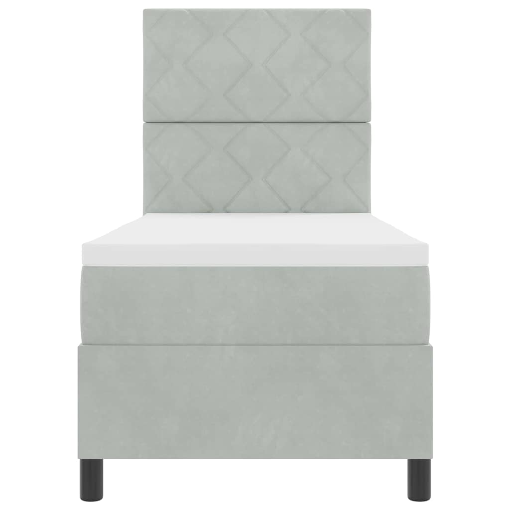 Boxspringbett mit Kopfteil Hellgrau 80 x 200 cm Samt