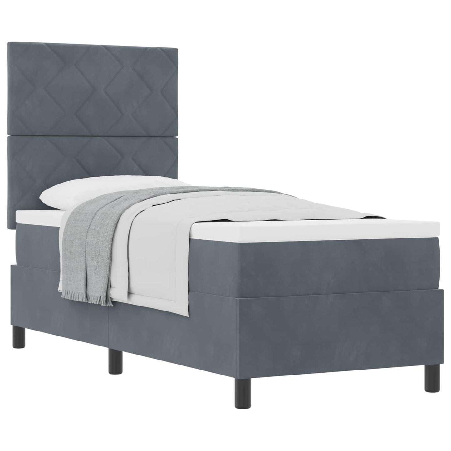 Boxspringbett mit Kopfteil Dunkelgrau 80 x 200 cm Samt