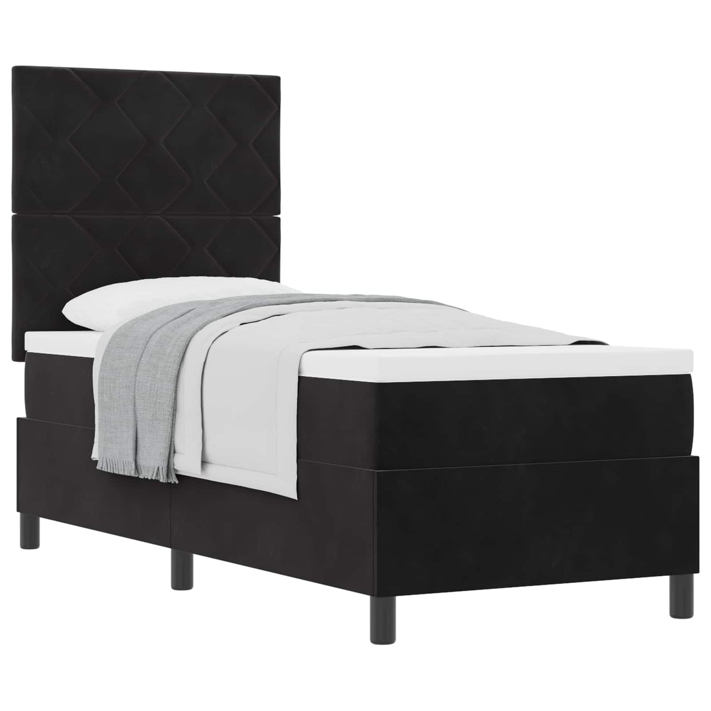 Boxspringbett mit Kopfteil Schwarz 80 x 200 cm Samt