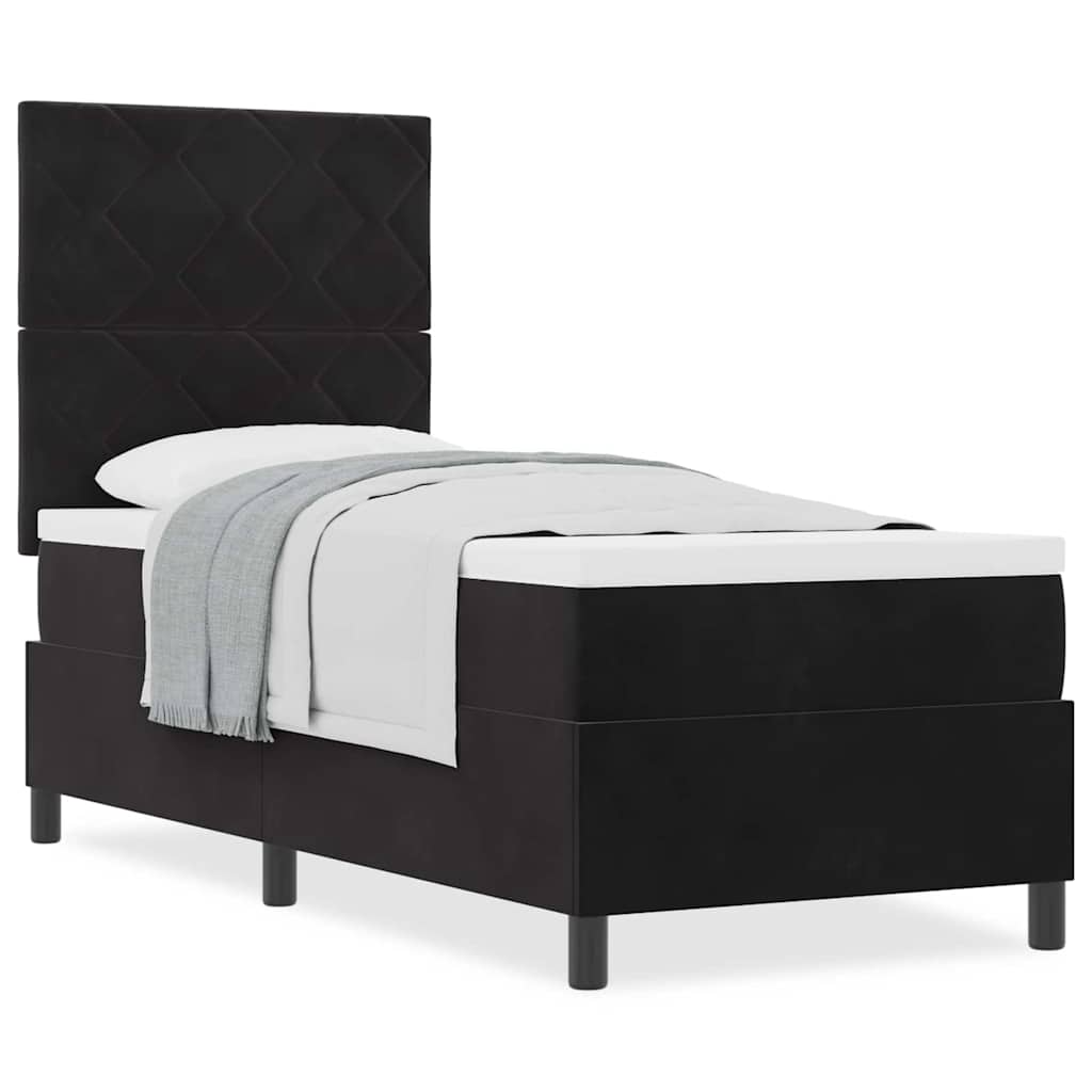 Boxspringbett mit Matratze Schwarz 80 x 200 cm Samt