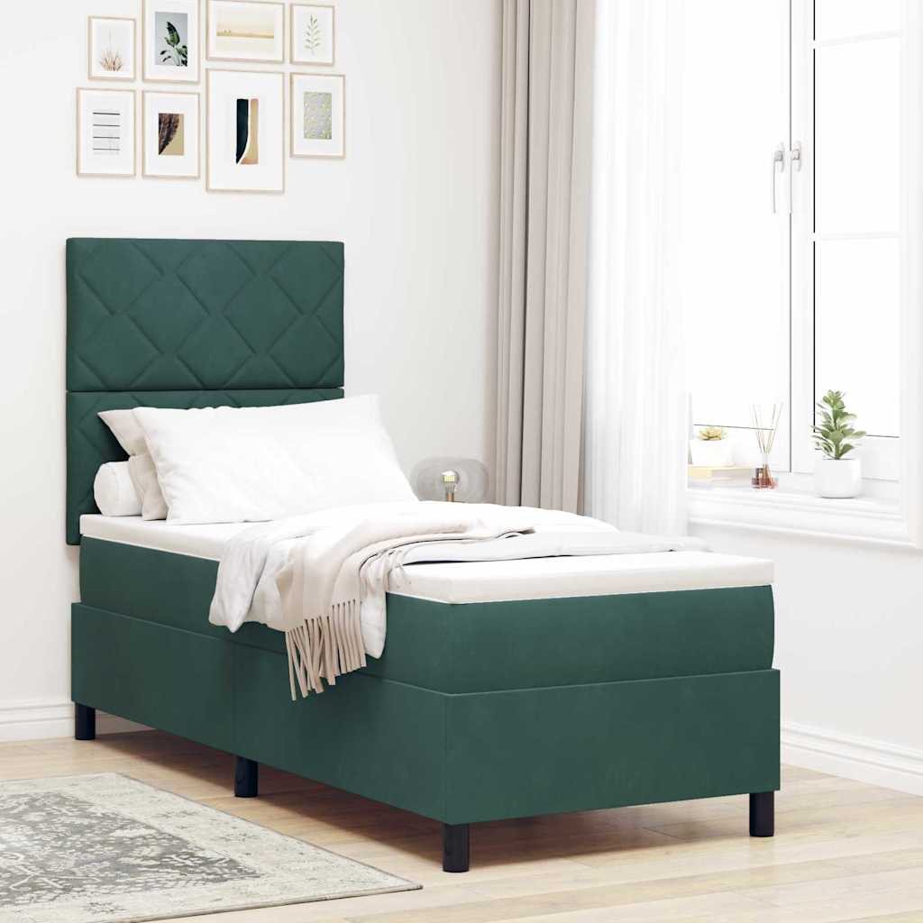 Boxspringbett mit Kopfteil Dunkelgrün 80 x 200 cm Samt