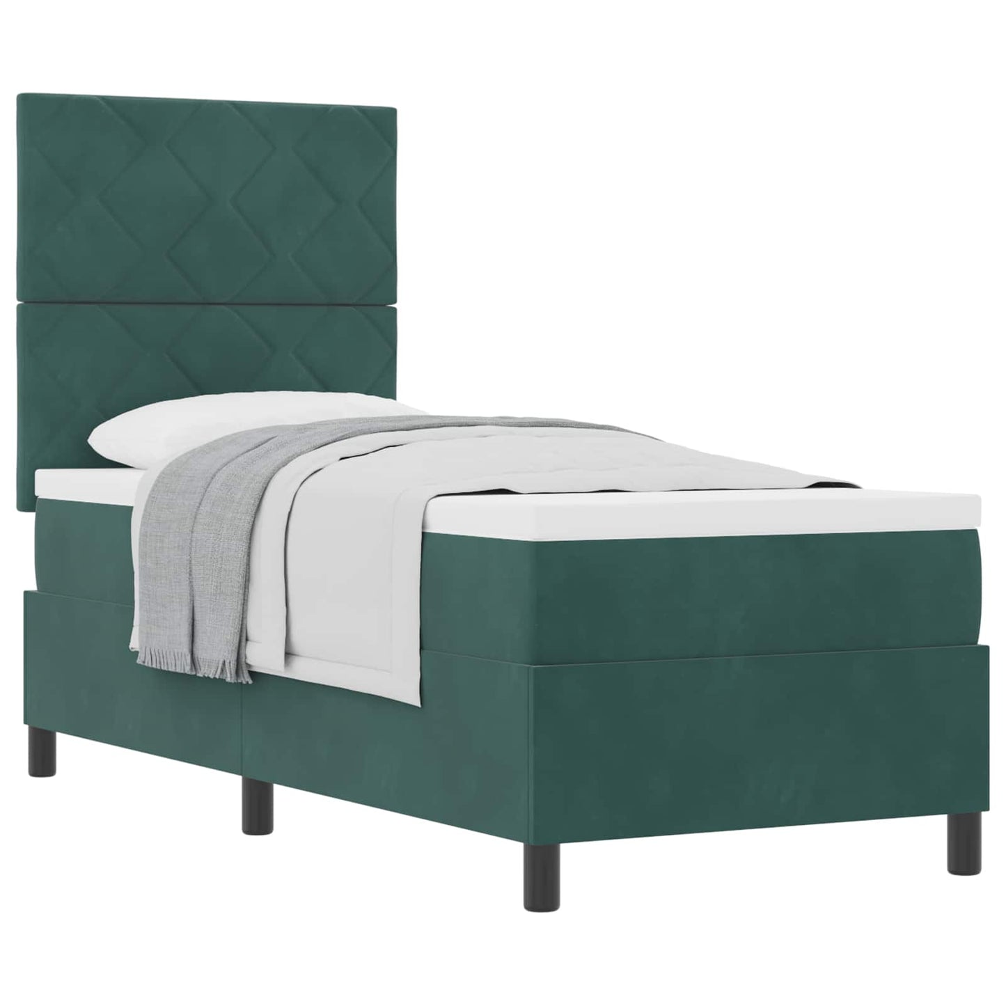 Boxspringbett mit Kopfteil Dunkelgrün 80 x 200 cm Samt