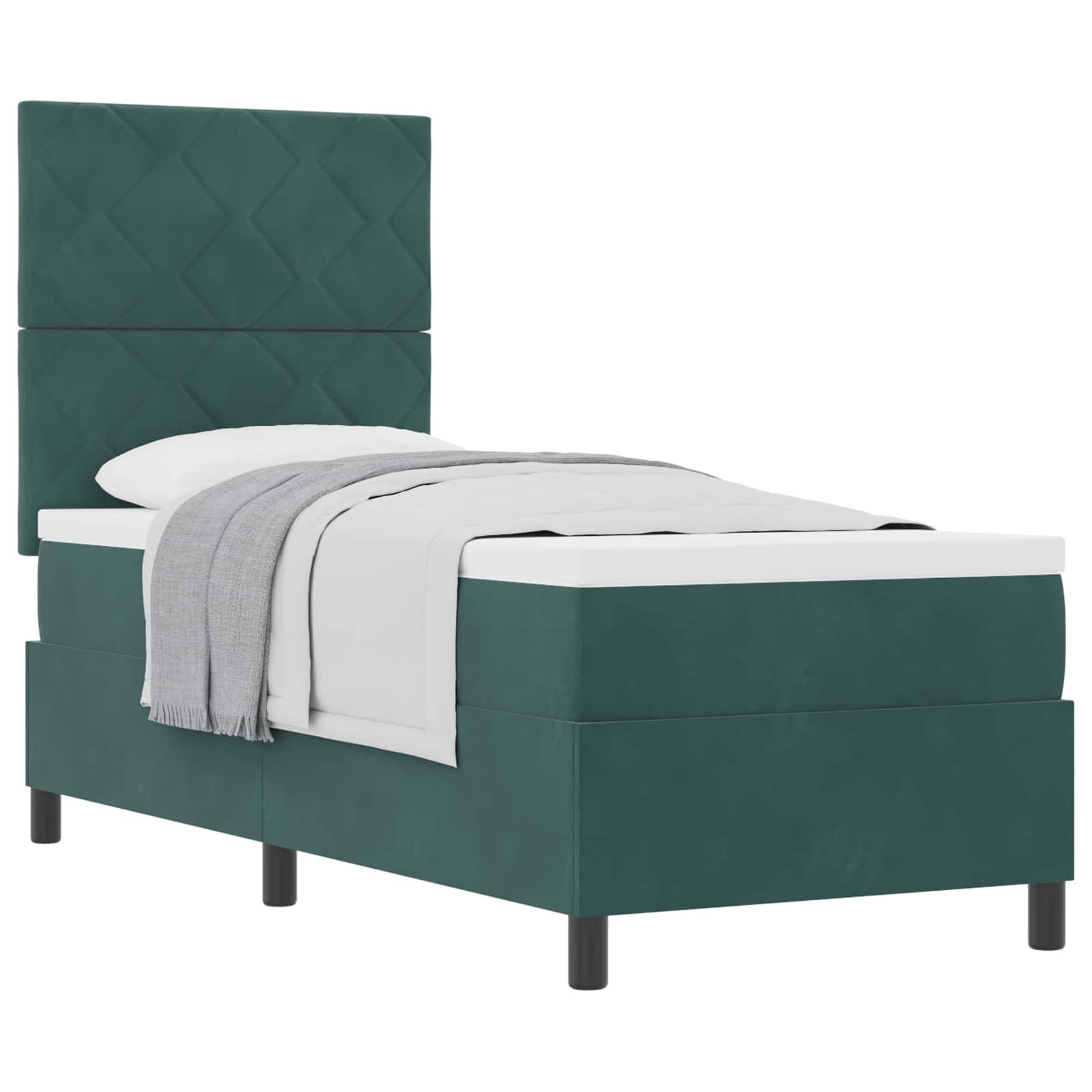Boxspringbett mit Kopfteil Dunkelgrün 80 x 200 cm Samt