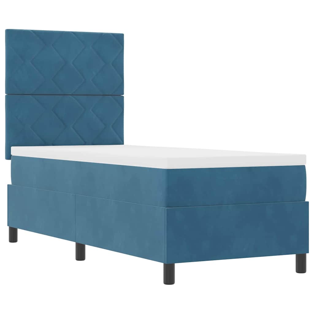 Boxspringbett mit Kopfteil Dunkelblau 80 x 200 cm Samt