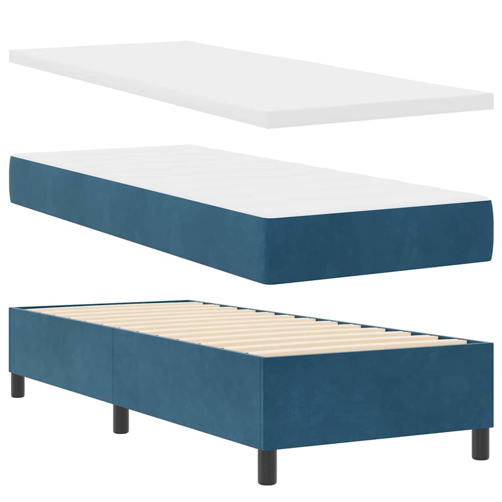 Boxspringbett mit Kopfteil Dunkelblau 80 x 200 cm Samt