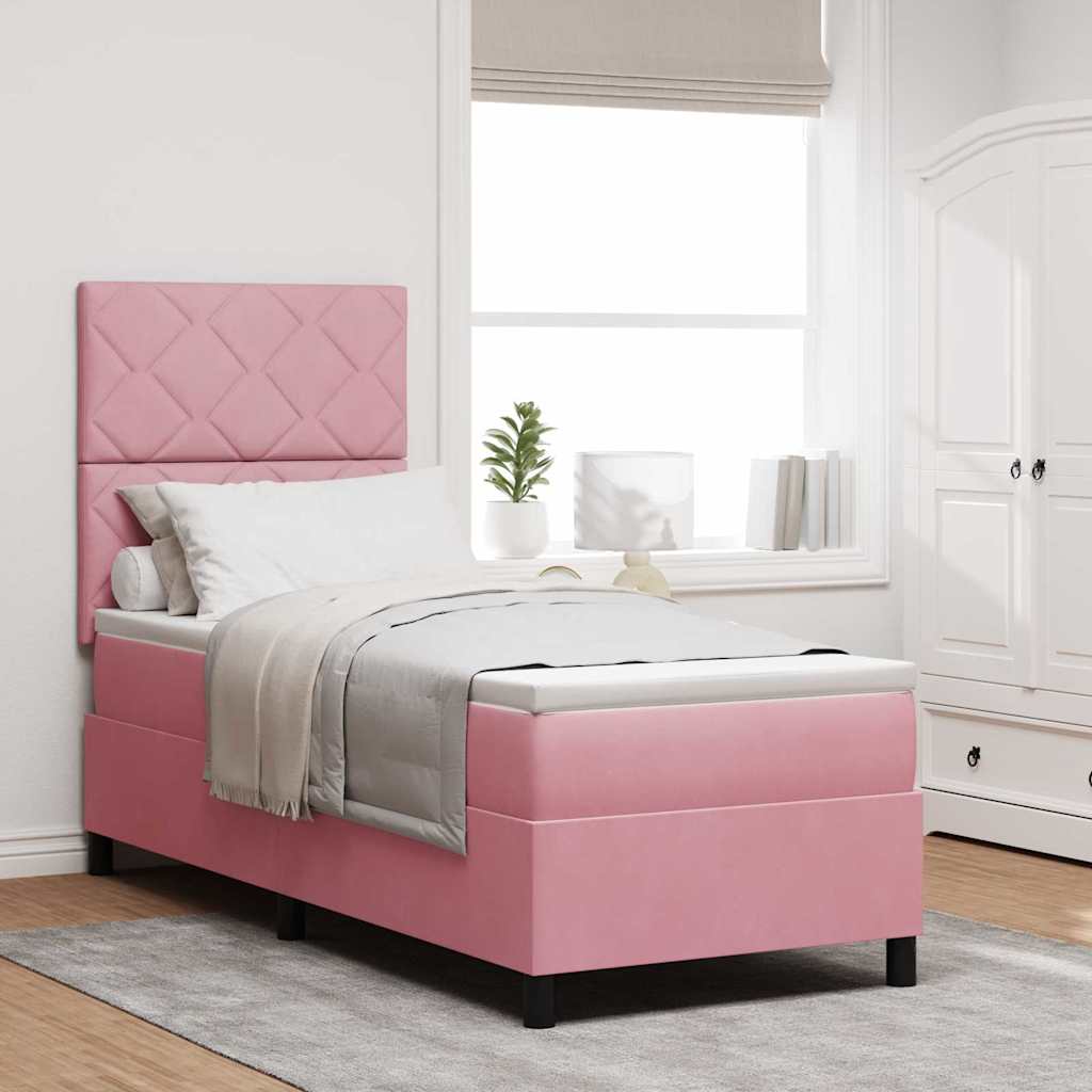 Boxspringbett mit Kopfteil Rosa 80 x 200 cm Samt