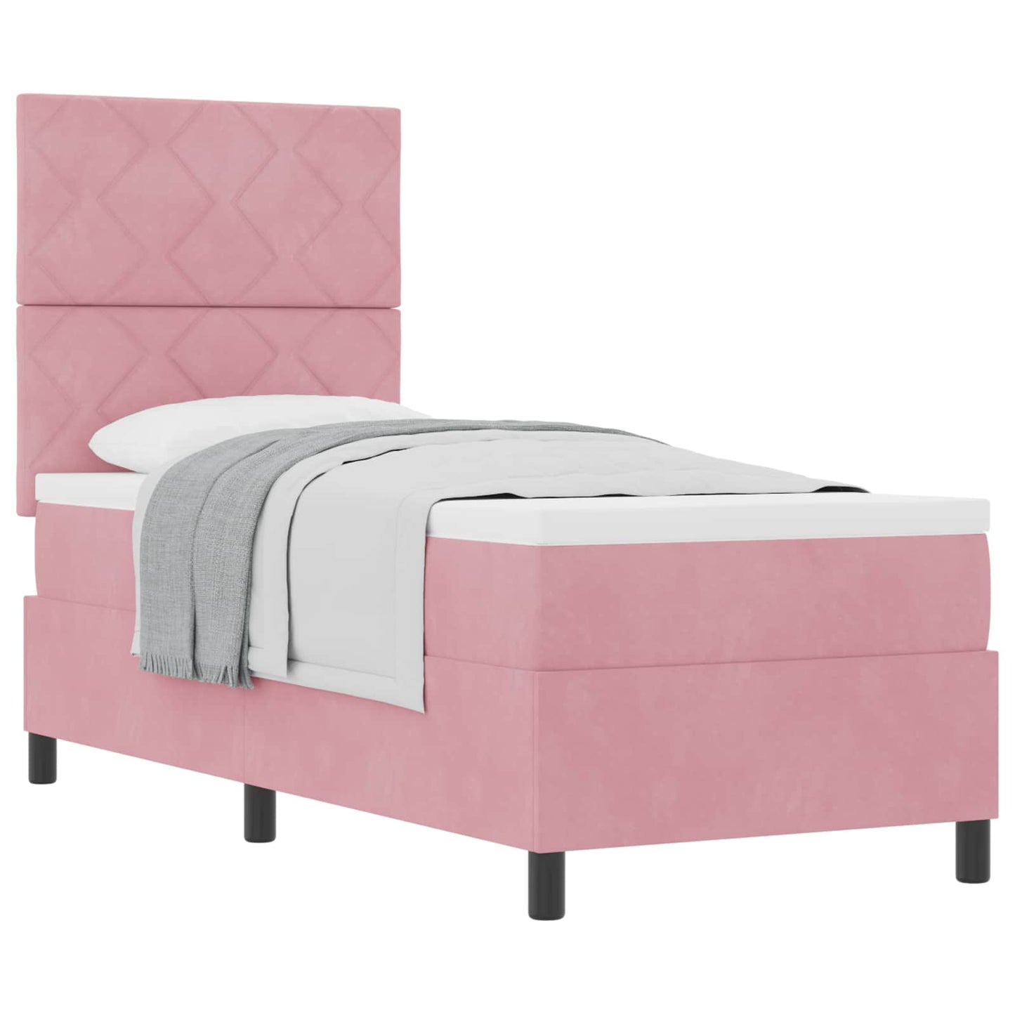 Boxspringbett mit Kopfteil Rosa 80 x 200 cm Samt