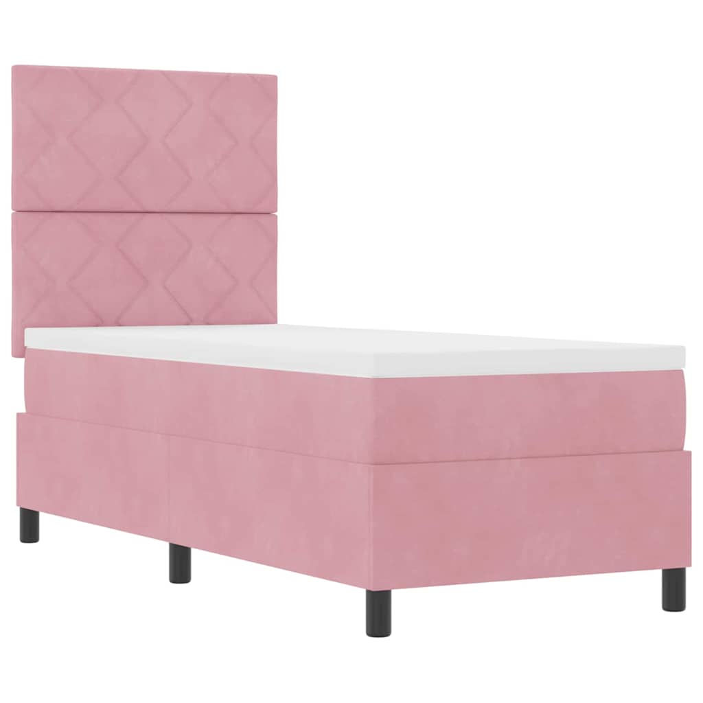 Boxspringbett mit Kopfteil Rosa 80 x 200 cm Samt