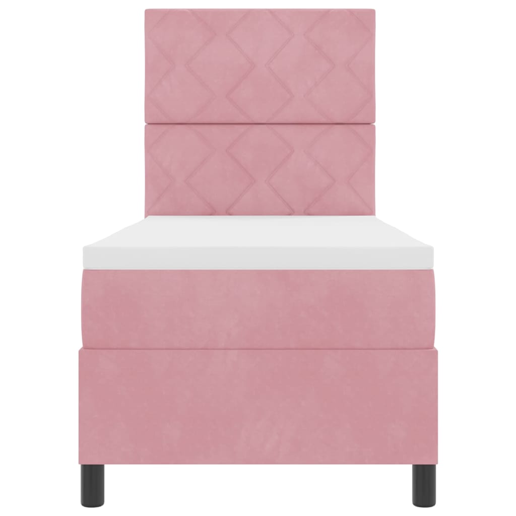 Boxspringbett mit Kopfteil Rosa 80 x 200 cm Samt