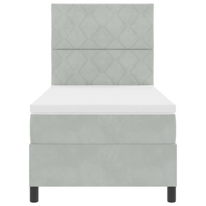Boxspringbett mit Kissen mit Kopfteil Hellgrau 90 x 190 cm Samt