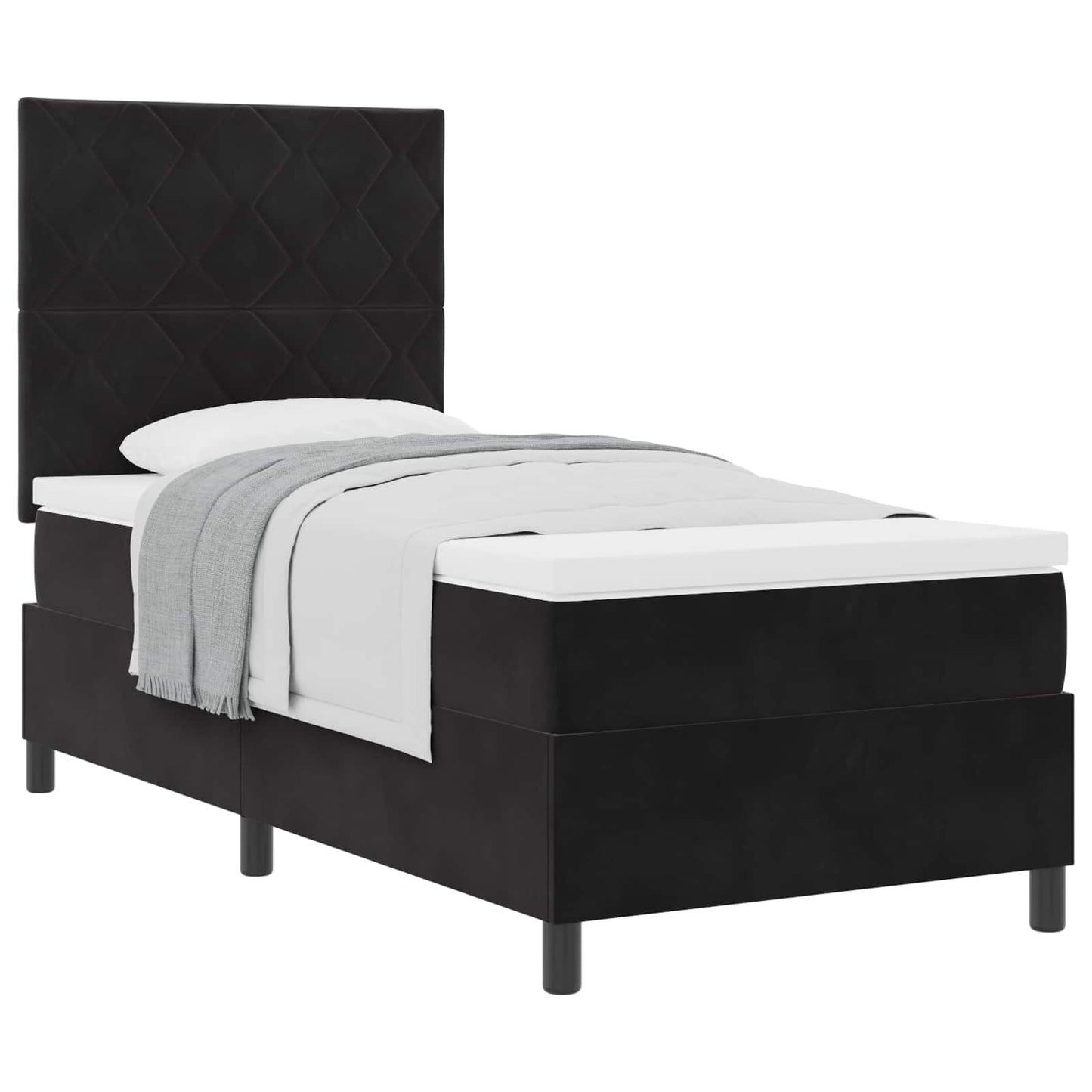 Boxspringbett mit Kopfteil Schwarz 90 x 190 cm Samt