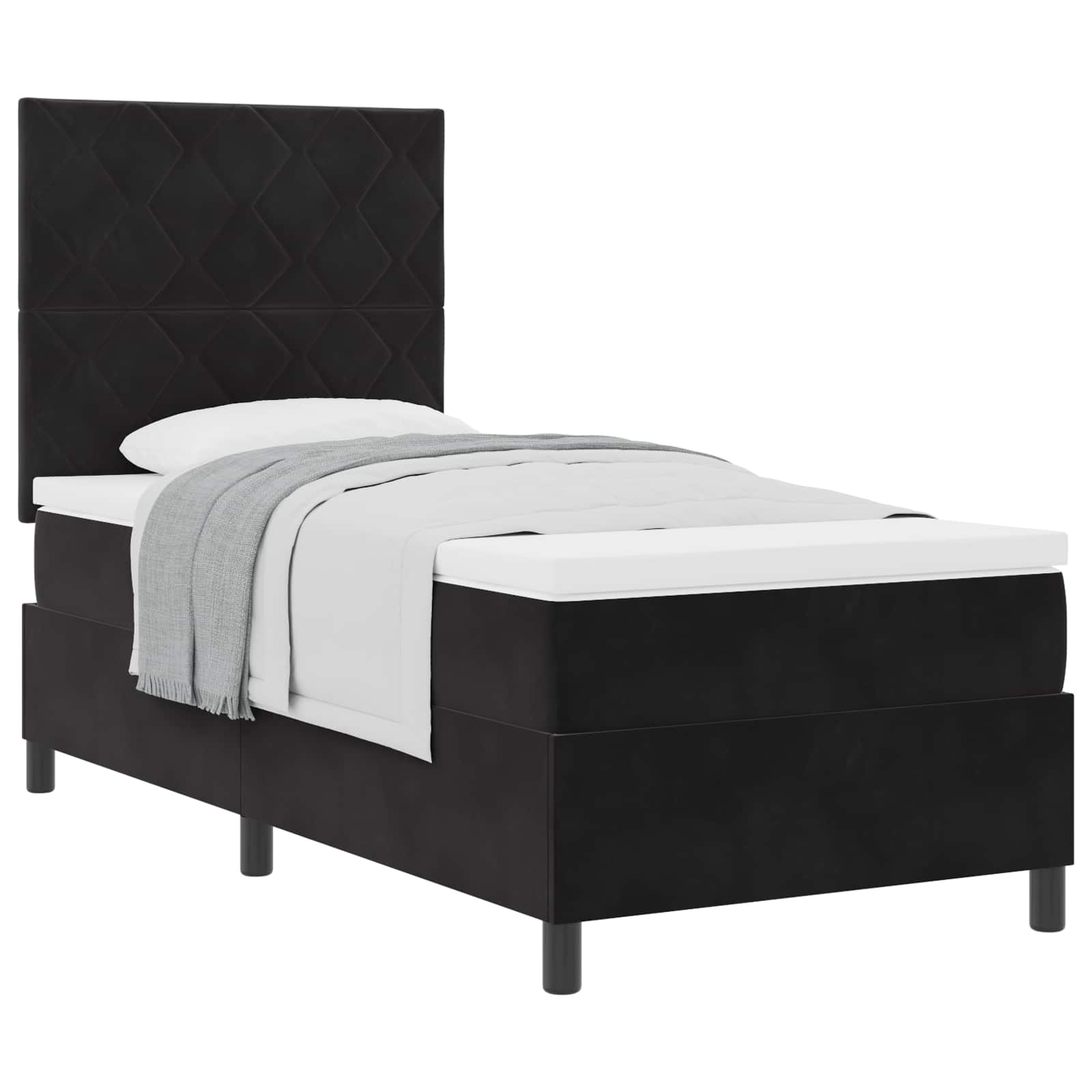 Boxspringbett mit Kopfteil Schwarz 90 x 190 cm Samt