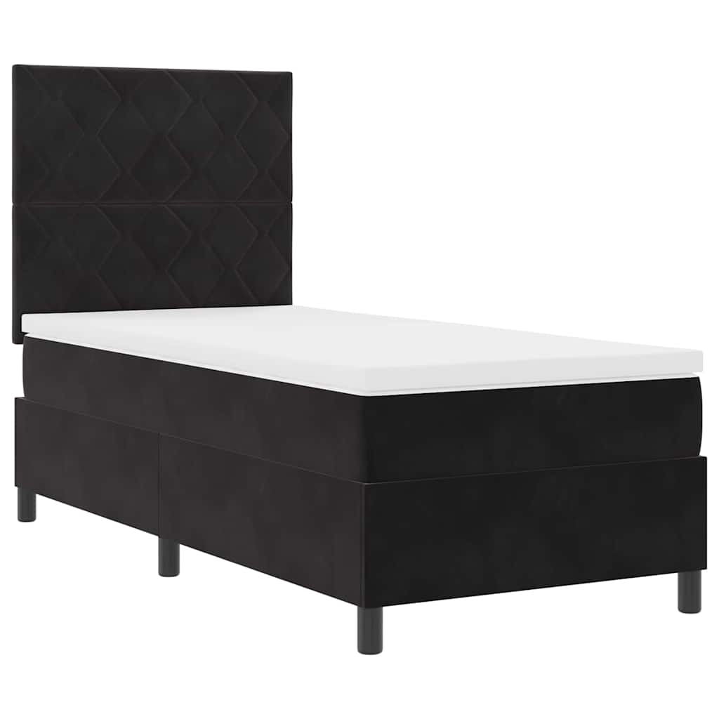 Boxspringbett mit Matratze Schwarz 90 x 190 cm Samt