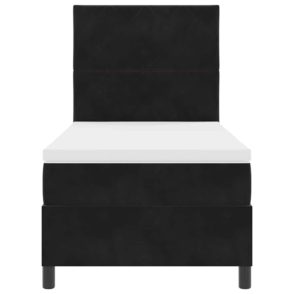 Boxspringbett mit Kopfteil Schwarz 90 x 190 cm Samt