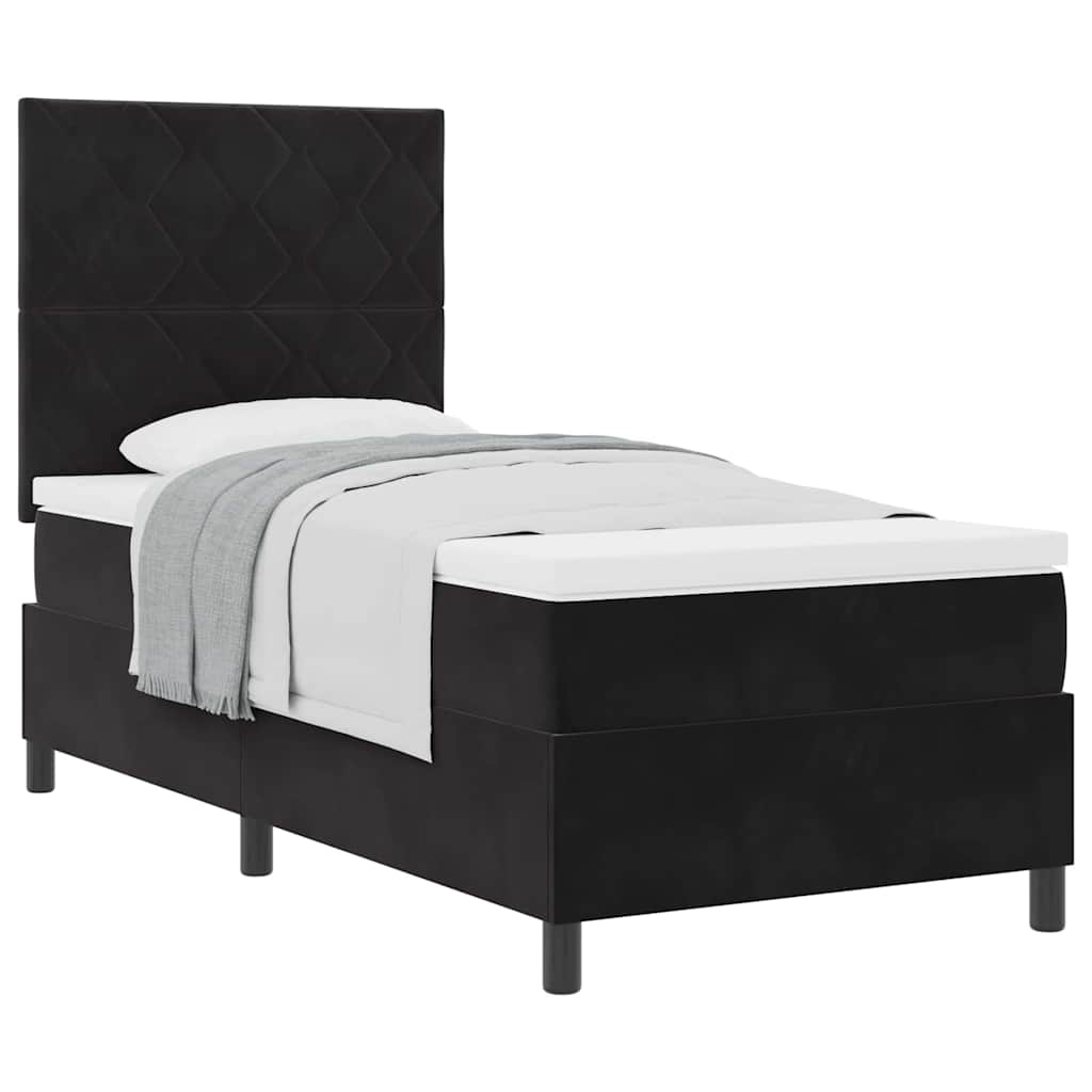 Boxspringbett mit Matratze Schwarz 90 x 190 cm Samt