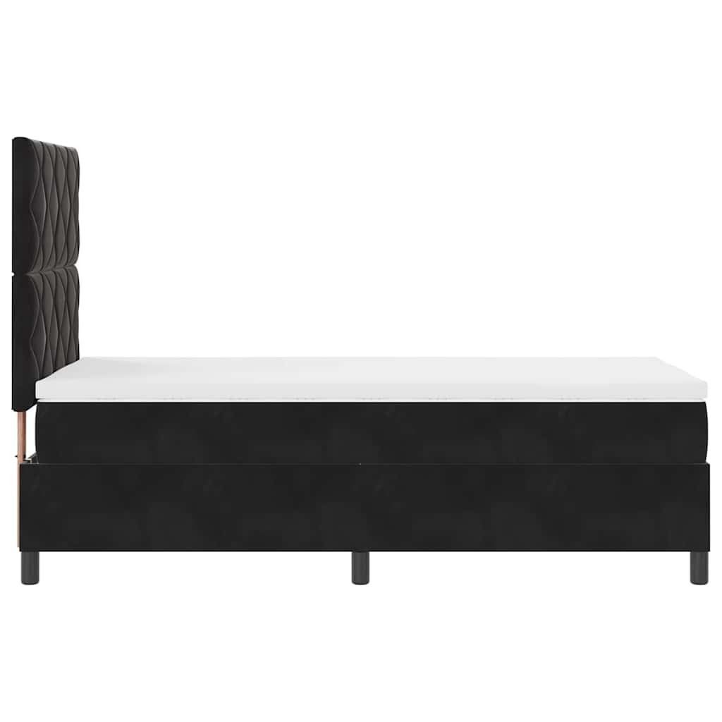 Boxspringbett mit Matratze Schwarz 90 x 190 cm Samt