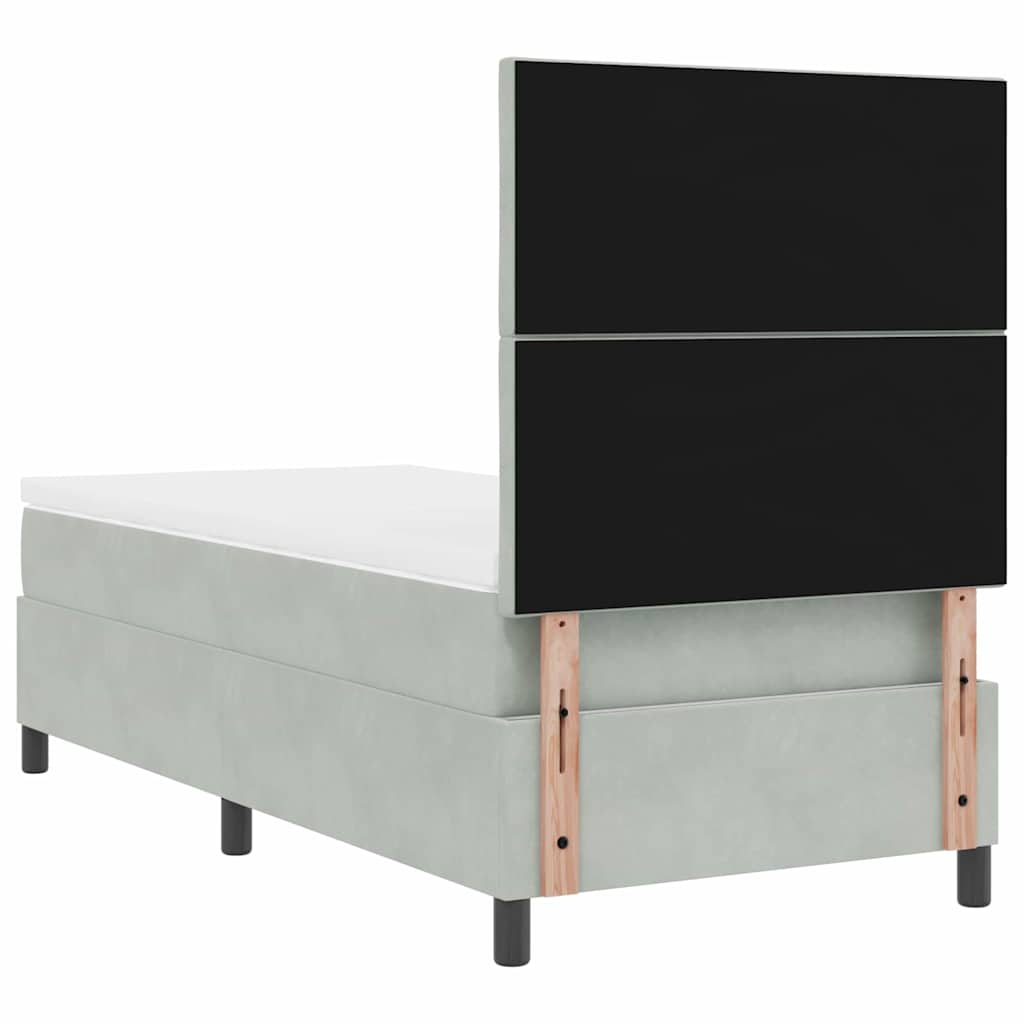 Boxspringbett mit Kopfteil Hellgrau 100 x 200 cm Samt