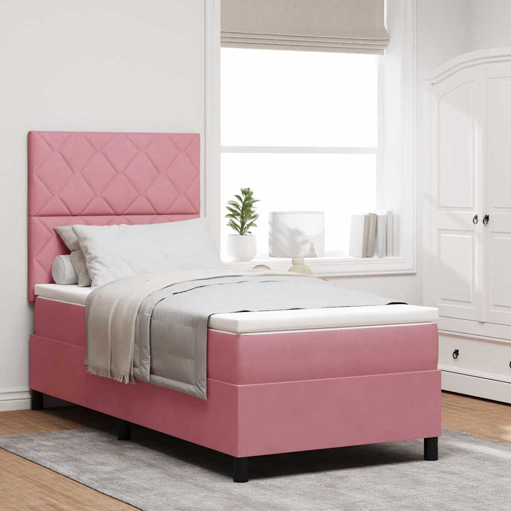 Boxspringbett mit Kopfteil Rosa 100 x 200 cm Samt
