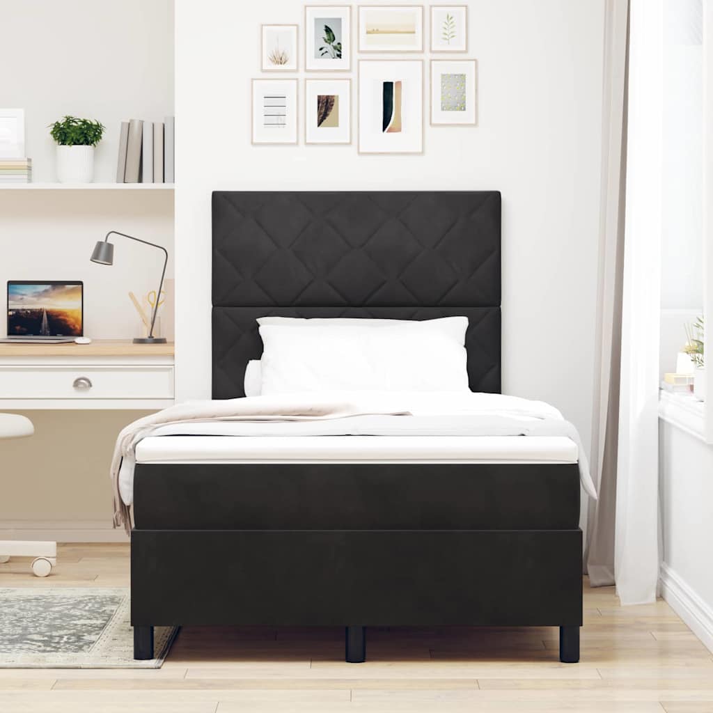 Boxspringbett mit Kopfteil Schwarz 120 x 190 cm Samt