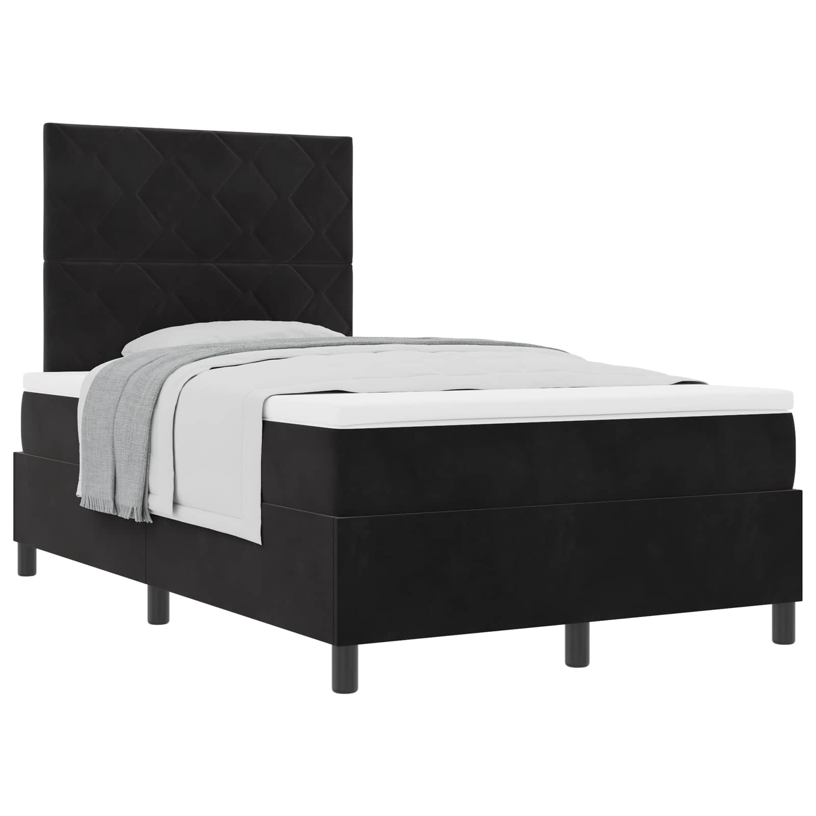 Boxspringbett mit Kopfteil Schwarz 120 x 190 cm Samt