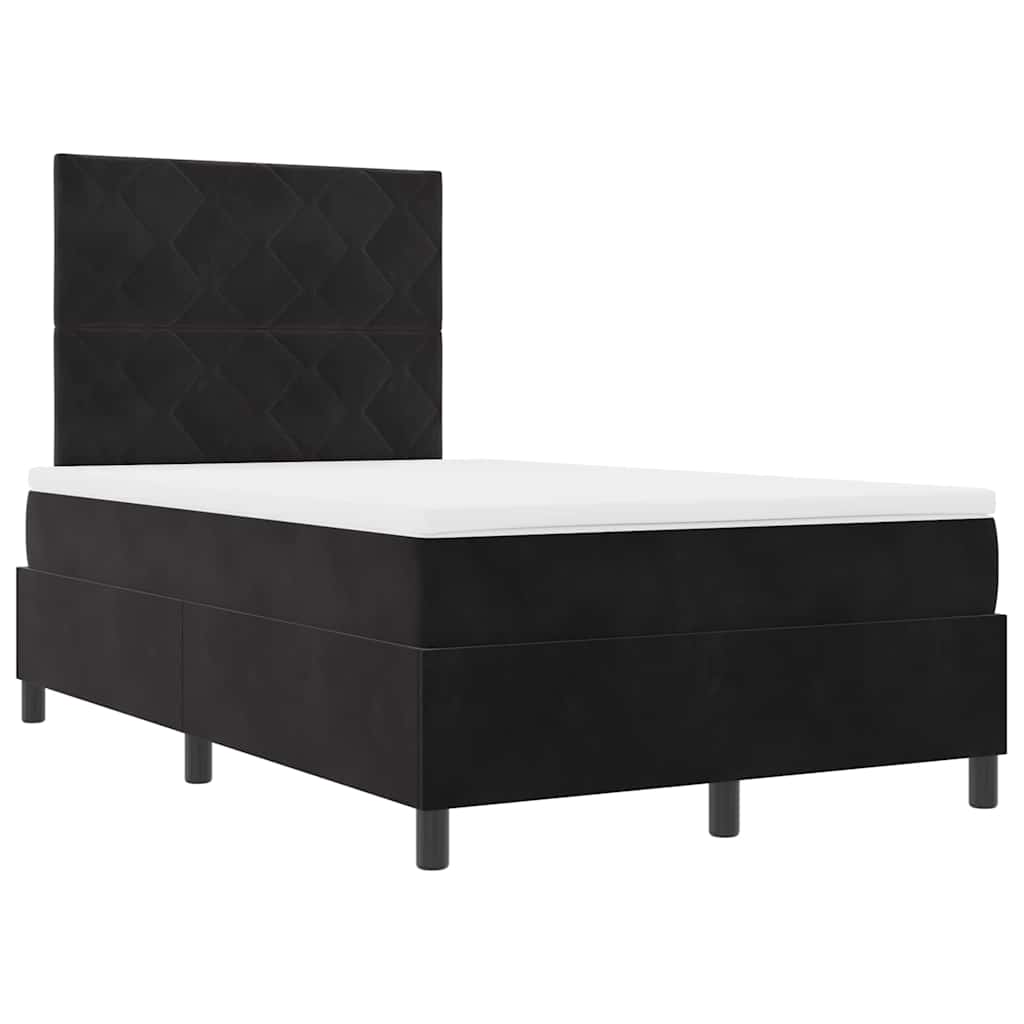 Boxspringbett mit Kopfteil Schwarz 120 x 190 cm Samt