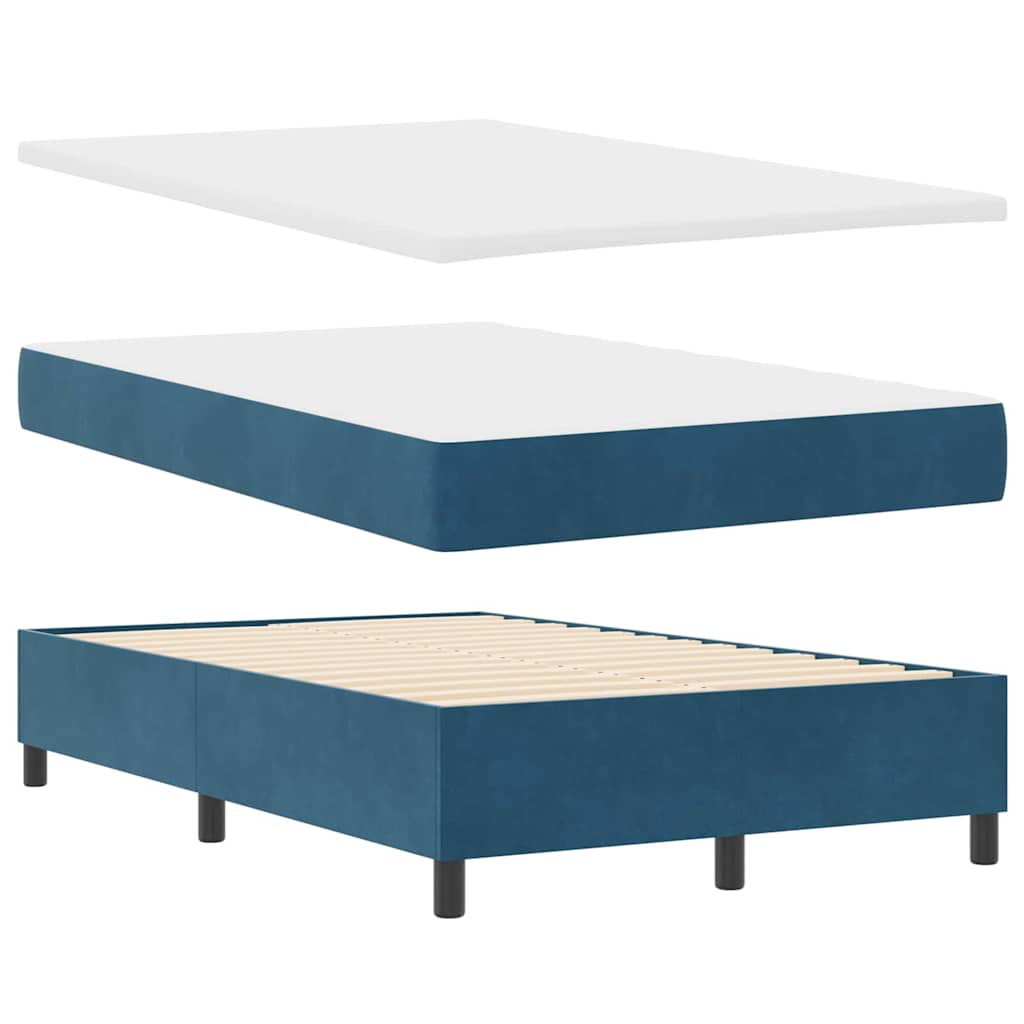 Boxspringbett mit Kopfteil Dunkelblau 120 x 190 cm Samt