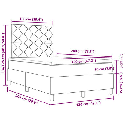 Boxspringbett mit Kopfteil Dunkelgrau 120 x 200 cm Samt
