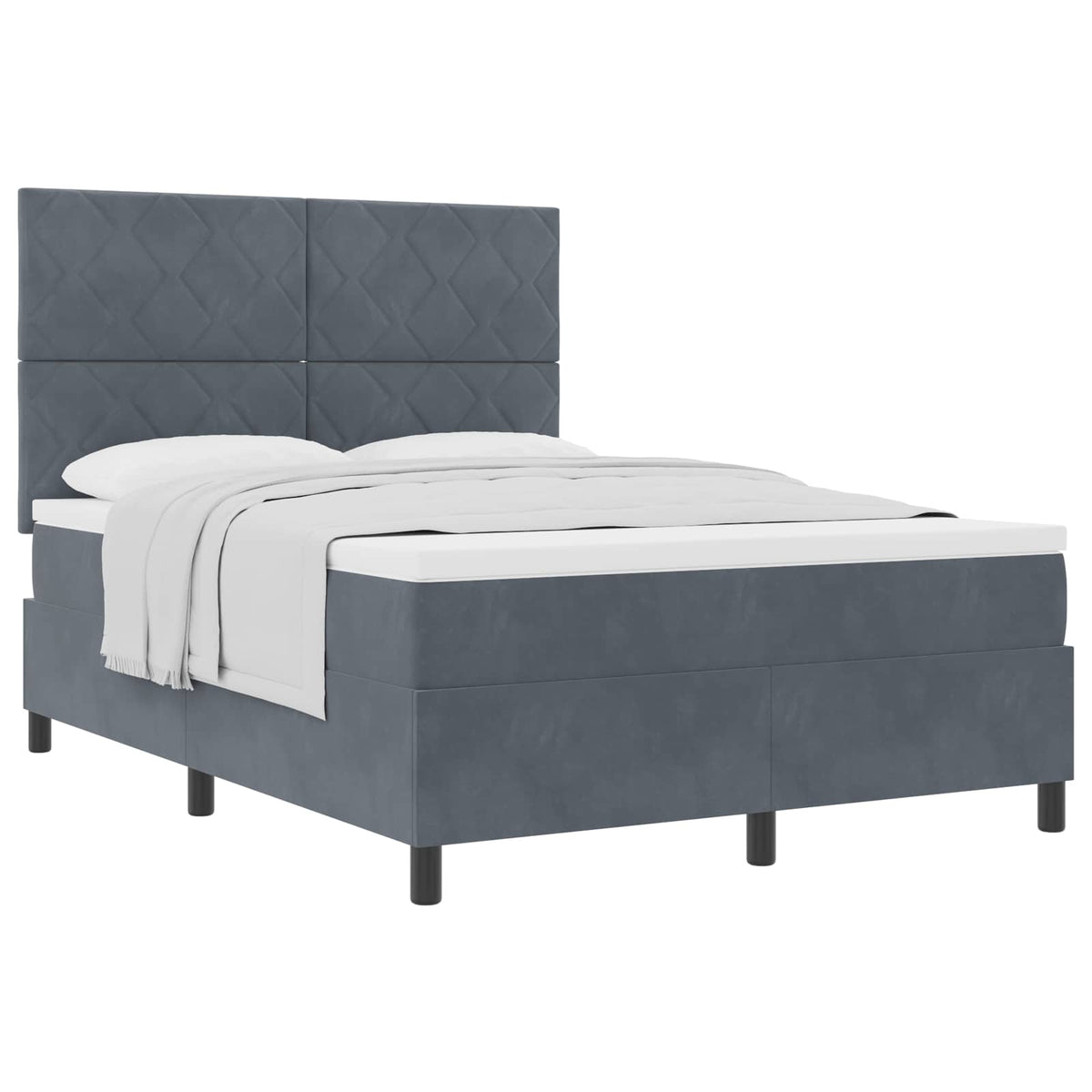 Boxspringbett mit Kopfteil Dunkelgrau 140 x 200 cm Samt