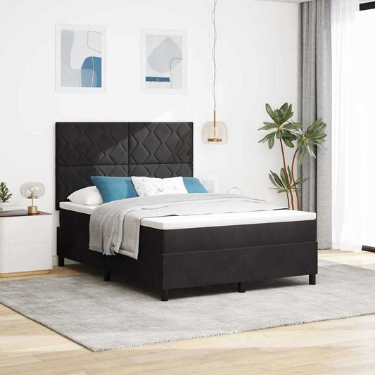 Boxspringbett mit Matratze Schwarz 160 x 200 cm Samt