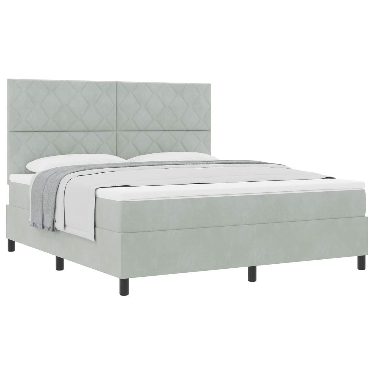 Boxspringbett mit Kopfteil Hellgrau 180 x 200 cm Samt