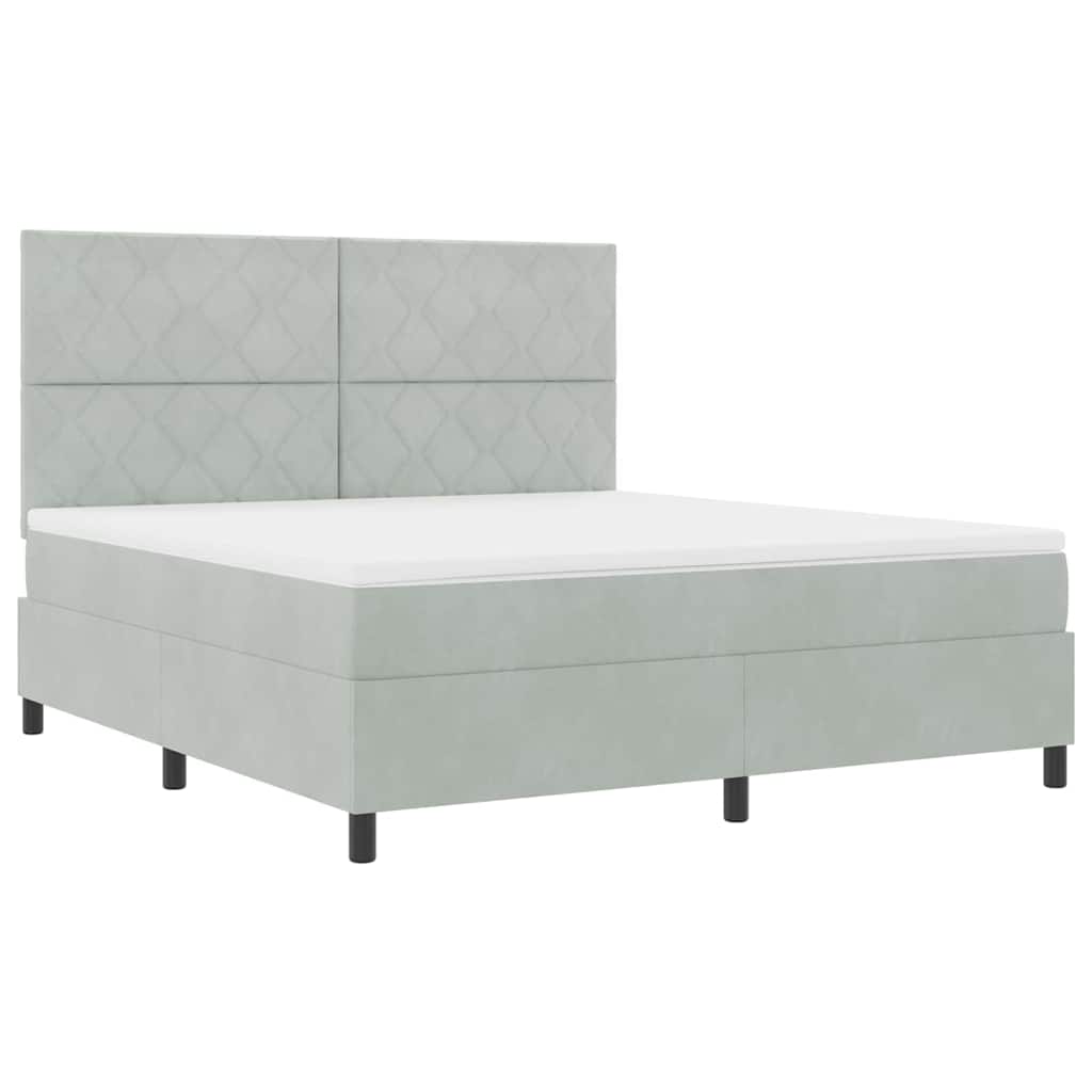 Boxspringbett mit Kopfteil Hellgrau 180 x 200 cm Samt