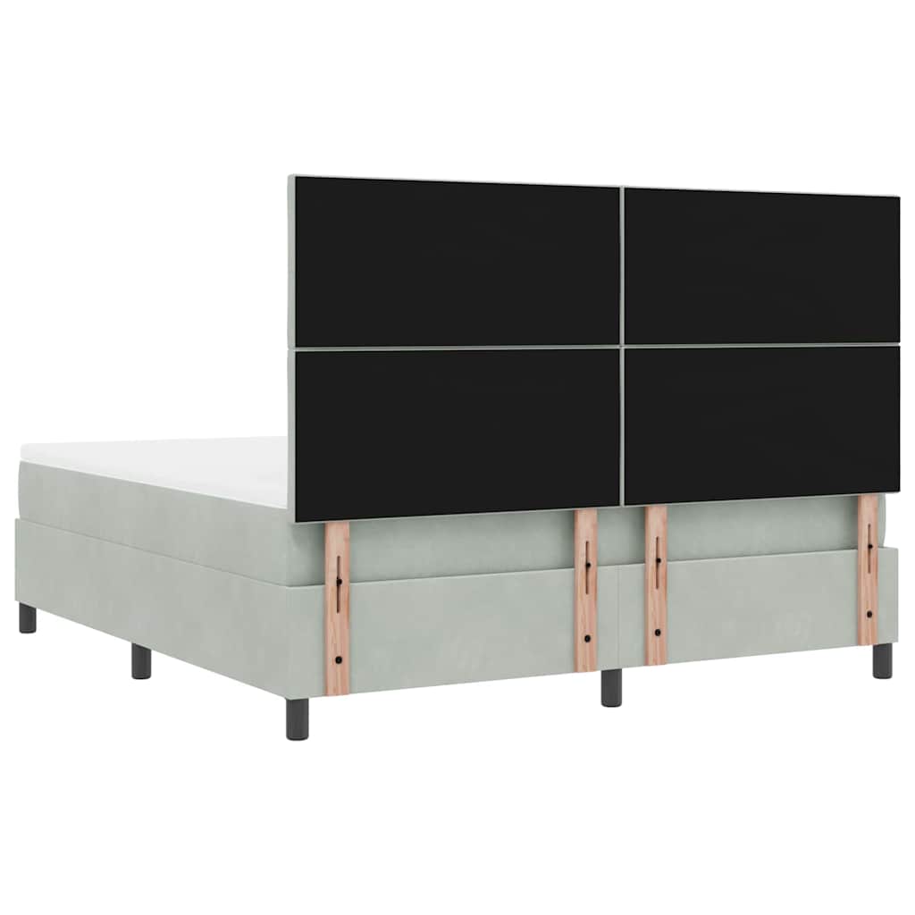 Boxspringbett mit Kopfteil Hellgrau 180 x 200 cm Samt