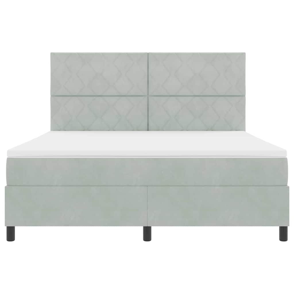Boxspringbett mit Kopfteil Hellgrau 180 x 200 cm Samt