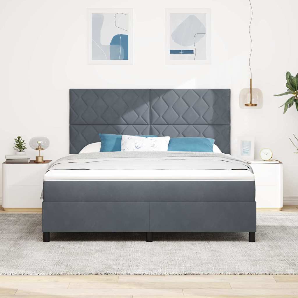 Boxspringbett mit Kopfteil Dunkelgrau 180 x 200 cm Samt