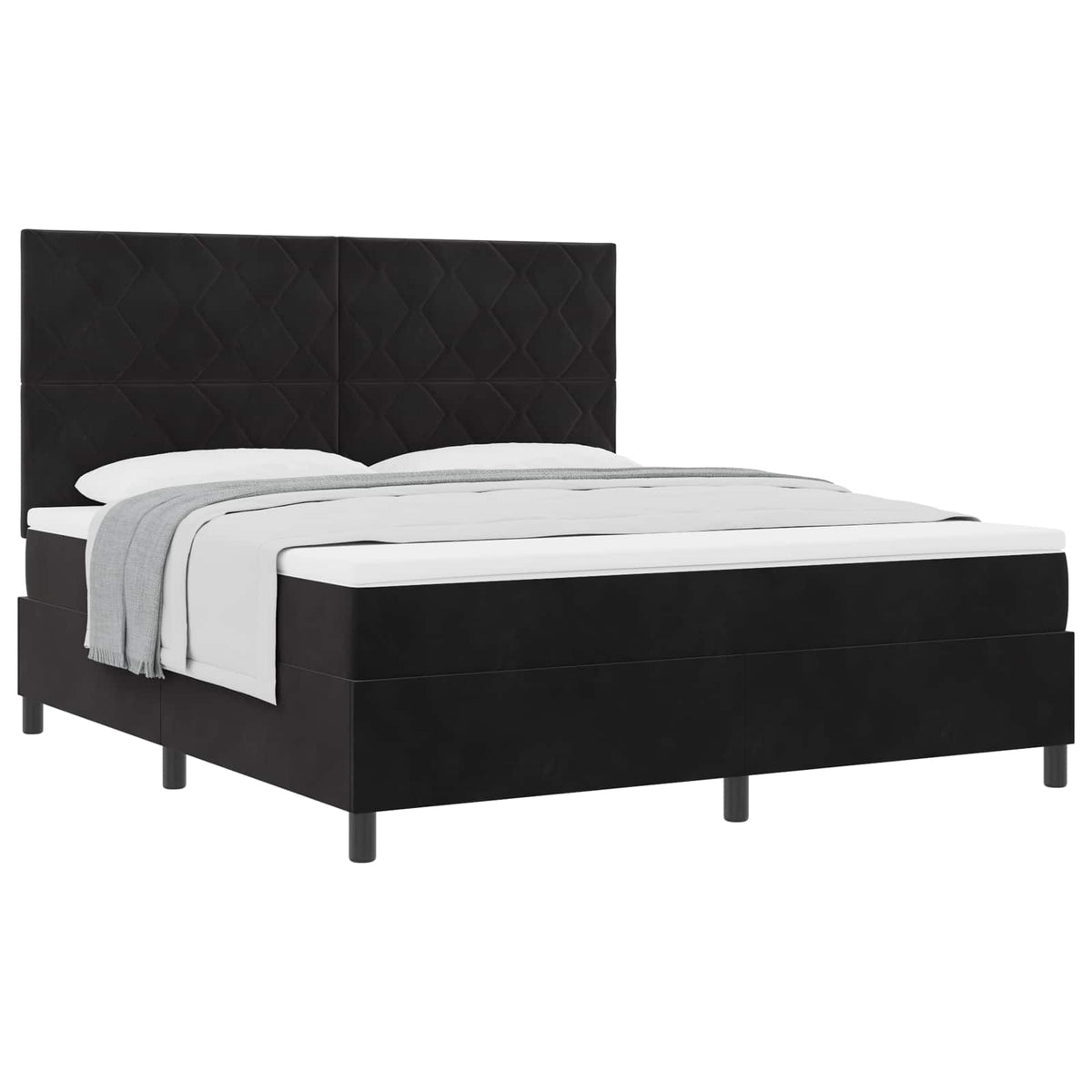 Boxspringbett mit Kopfteil Schwarz 180 x 200 cm Samt