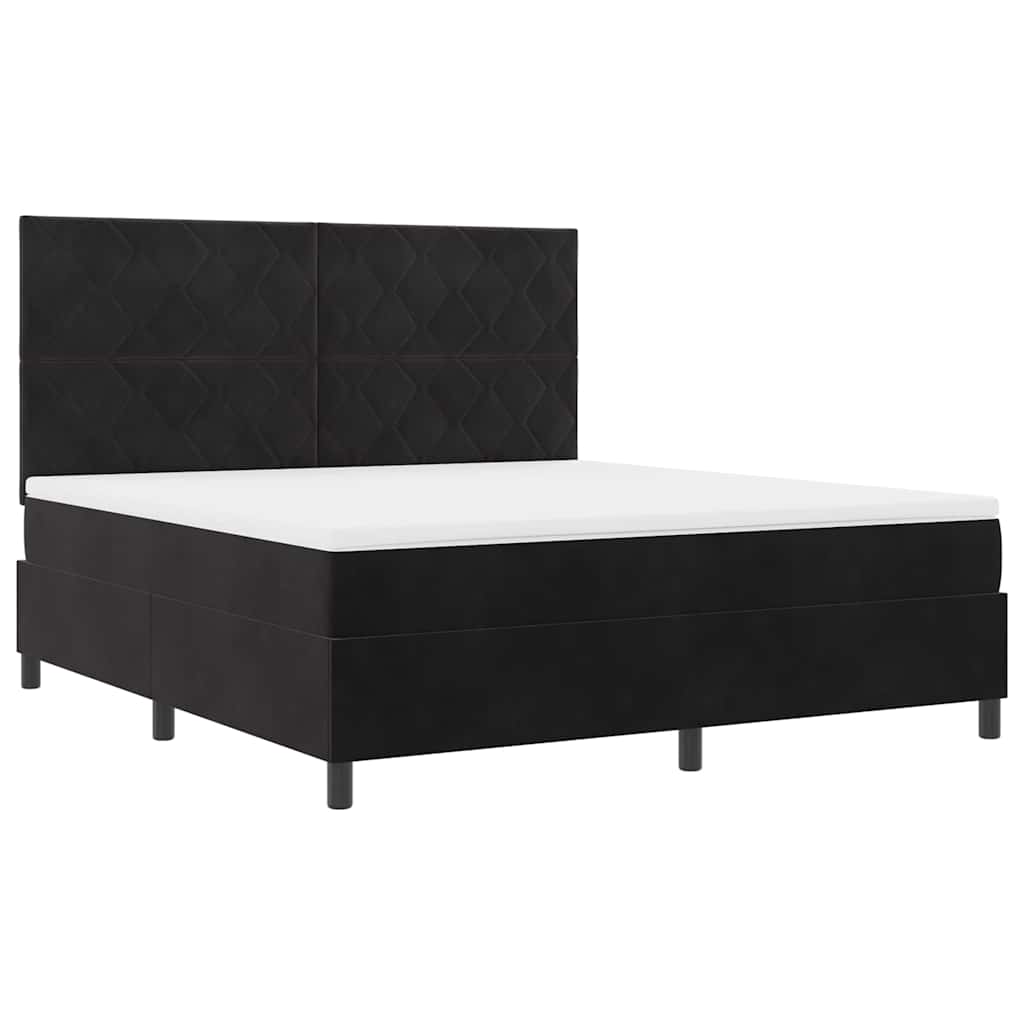 Boxspringbett mit Kopfteil Schwarz 180 x 200 cm Samt