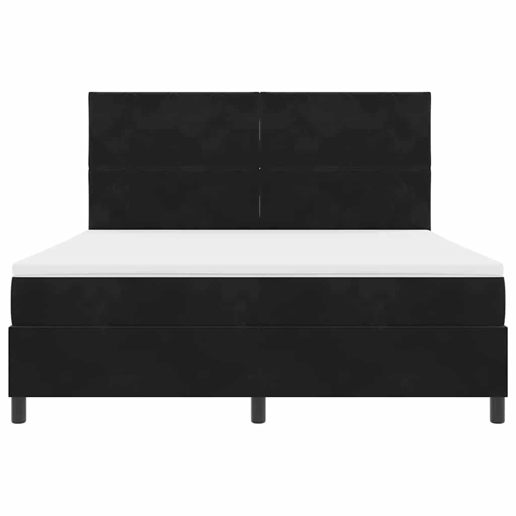 Boxspringbett mit Kopfteil Schwarz 180 x 200 cm Samt