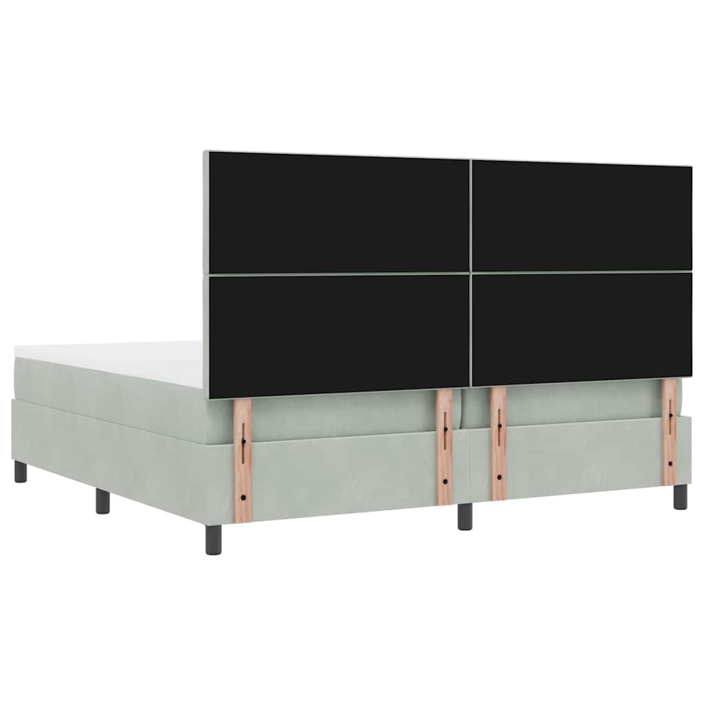 Boxspringbett mit Kopfteil Hellgrau 200 x 200 cm Samt