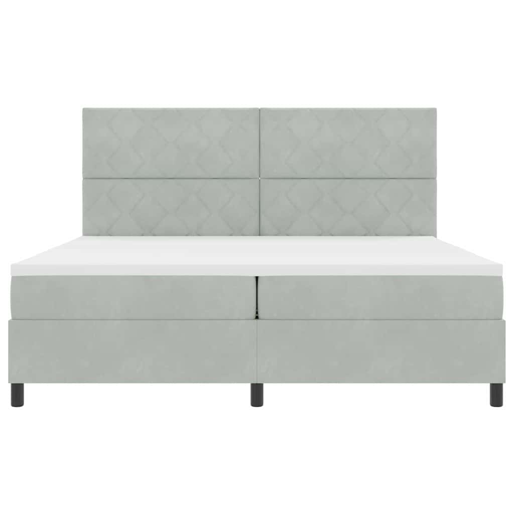 Boxspringbett mit Kopfteil Hellgrau 200 x 200 cm Samt
