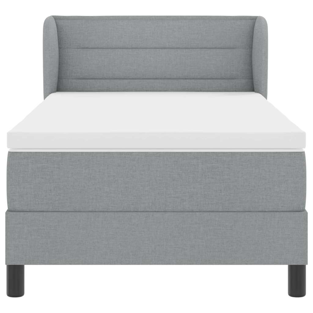 Boxspringbett mit Kopfteil Hellgrau 90 x 190 cm Stoff