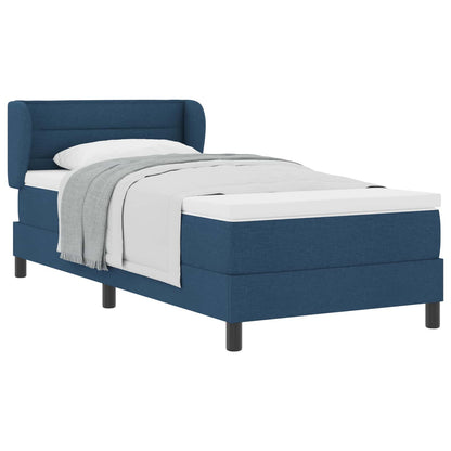 Boxspringbett mit Kopfteil Blau 90 x 190 cm Stoff