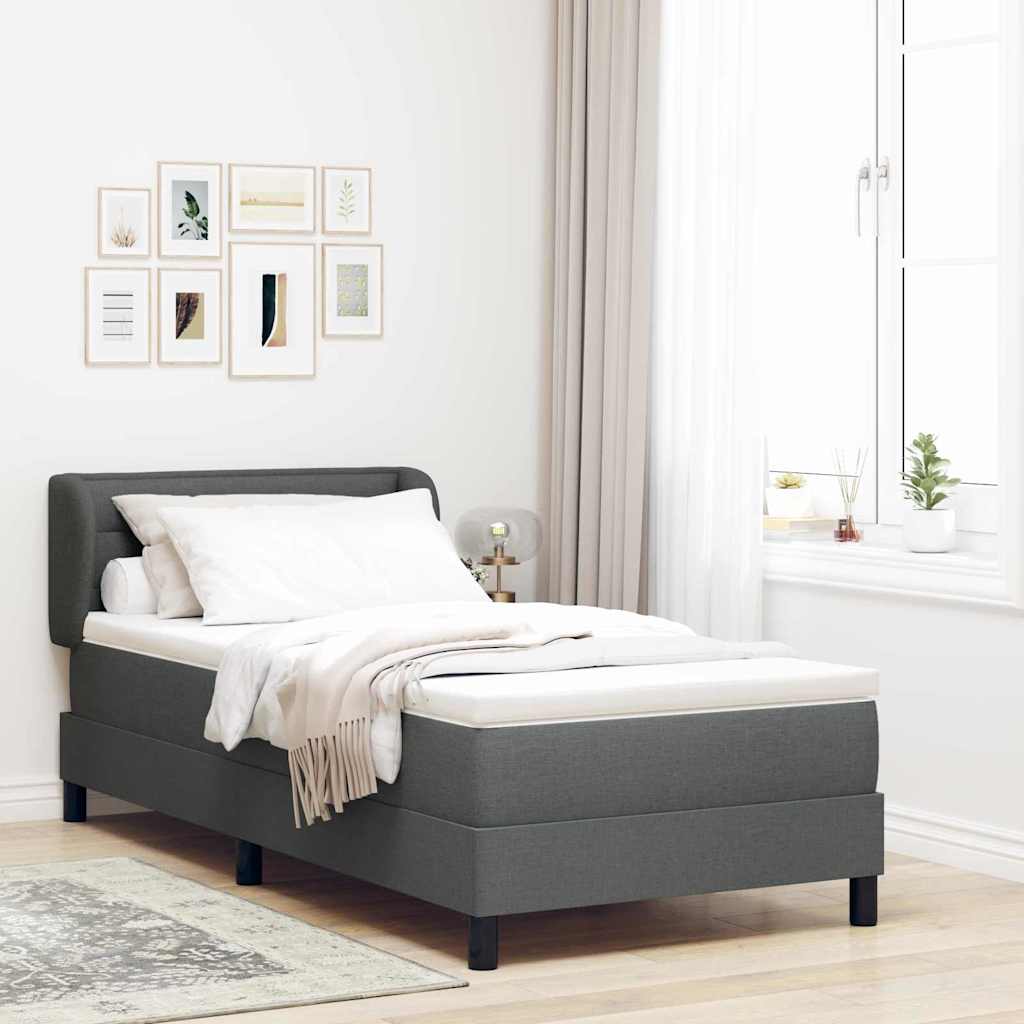 Boxspringbett mit Kopfteil Dunkelgrau 90 x 200 cm Stoff