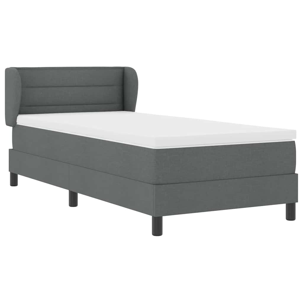 Boxspringbett mit Kopfteil Dunkelgrau 90 x 200 cm Stoff
