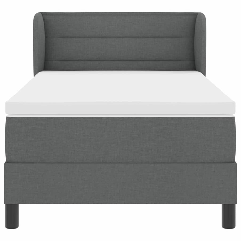 Boxspringbett mit Kopfteil Dunkelgrau 90 x 200 cm Stoff