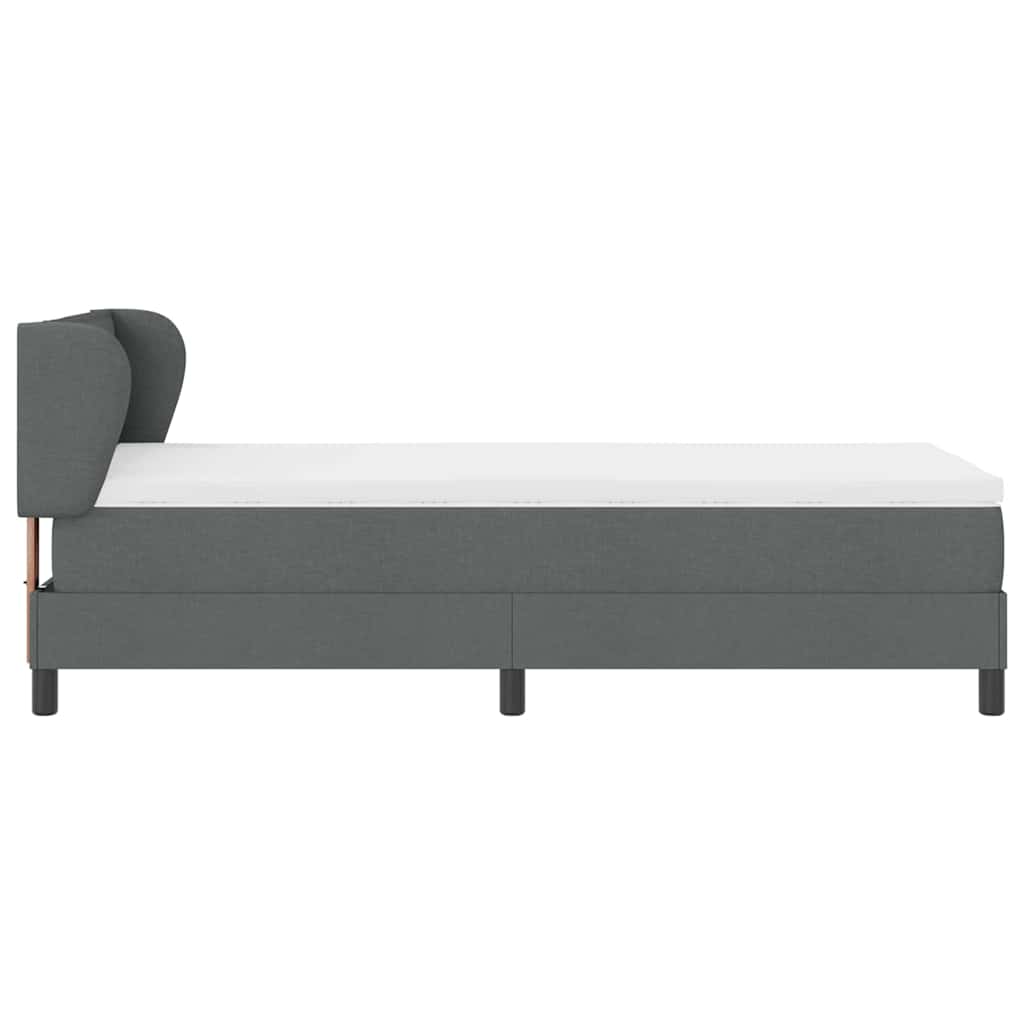 Boxspringbett mit Kopfteil Dunkelgrau 90 x 200 cm Stoff