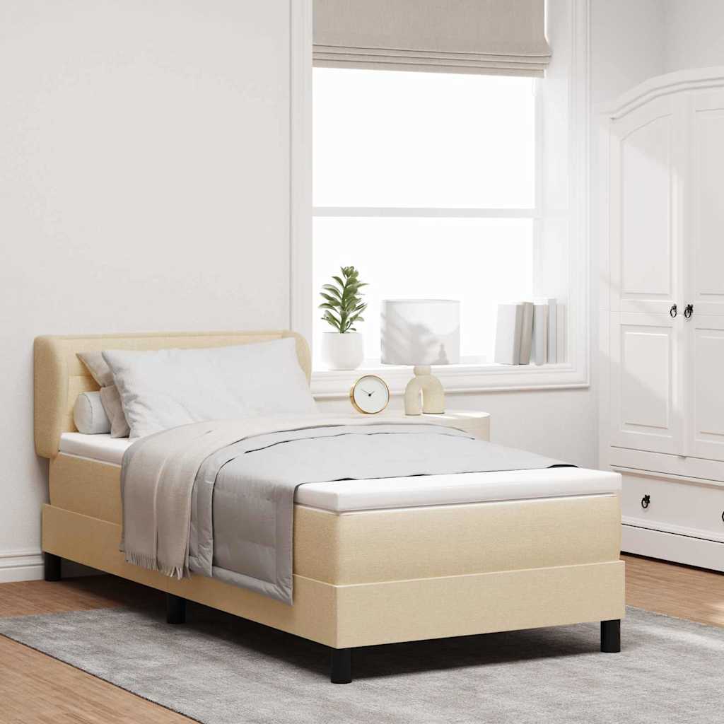Boxspringbett mit Kopfteil Creme 90 x 200 cm Stoff