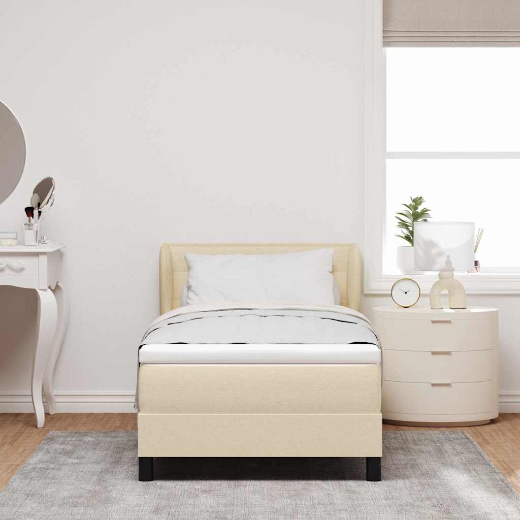 Boxspringbett mit Kopfteil Creme 90 x 200 cm Stoff