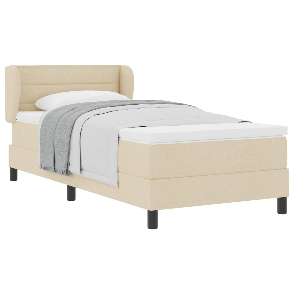 Boxspringbett mit Kopfteil Creme 90 x 200 cm Stoff
