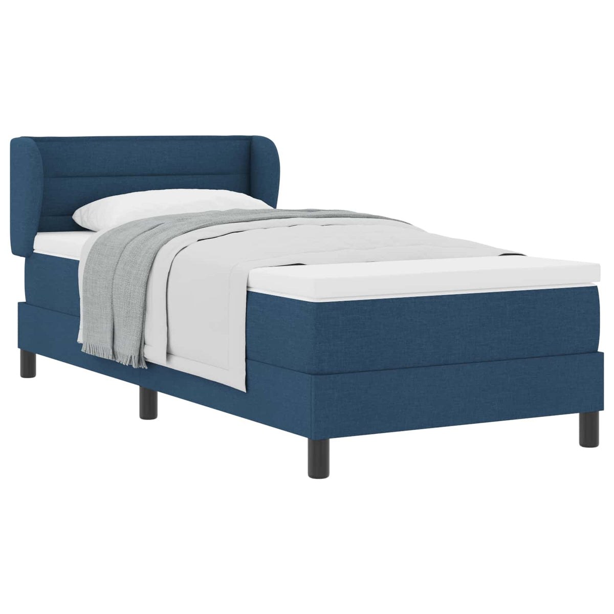 Boxspringbett mit Kopfteil Blau 90 x 200 cm Stoff